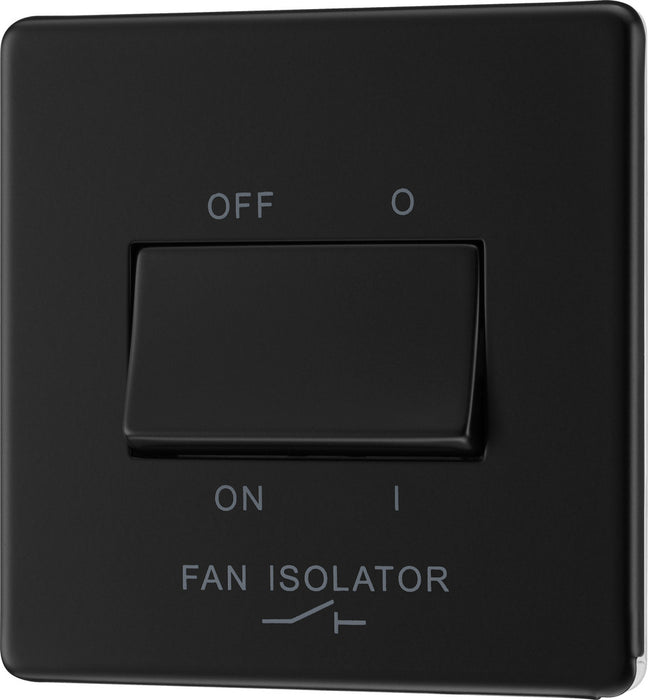 BG FFB15 Flatplate Screwless Fan Isolator Switch TP 10A - Matt Black - westbasedirect.com