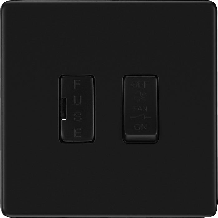 BG FFB15F Flatplate Screwless Triple Pole Fused Fan Isolator Switch 10A - Matt Black - westbasedirect.com