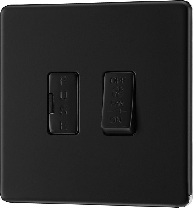 BG FFB15F Flatplate Screwless Triple Pole Fused Fan Isolator Switch 10A - Matt Black - westbasedirect.com