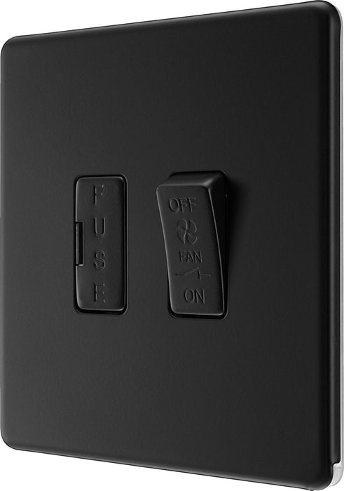 BG FFB15F Flatplate Screwless Triple Pole Fused Fan Isolator Switch 10A - Matt Black - westbasedirect.com