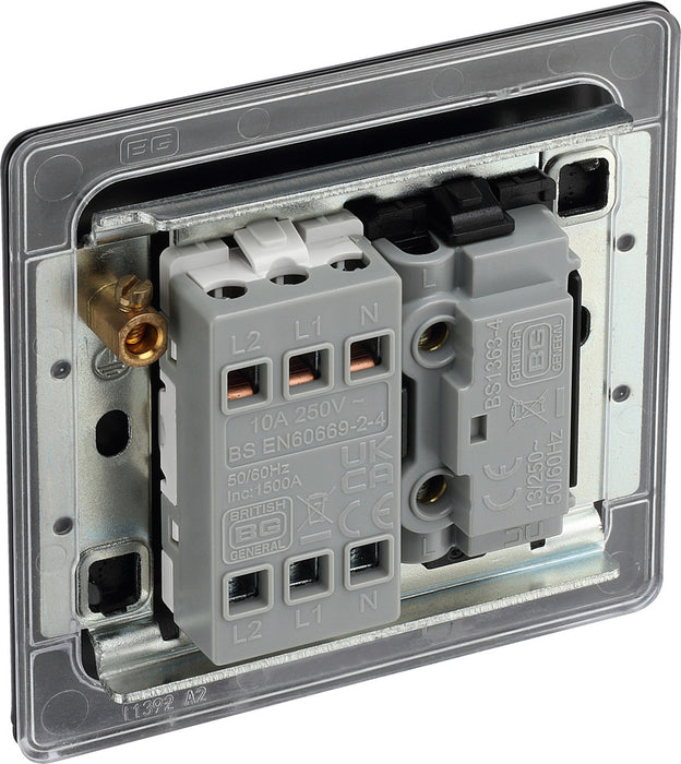 BG FFB15F Flatplate Screwless Triple Pole Fused Fan Isolator Switch 10A - Matt Black - westbasedirect.com