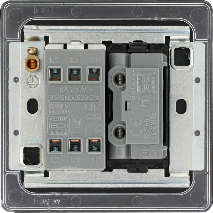 BG FFB15F Flatplate Screwless Triple Pole Fused Fan Isolator Switch 10A - Matt Black - westbasedirect.com