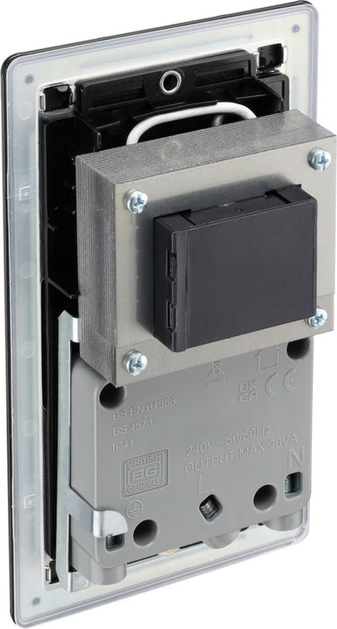 BG FFB20B Flatplate Screwless Dual Voltage Shaver Socket - Black Insert - Matt Black - westbasedirect.com