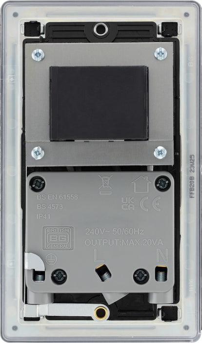 BG FFB20B Flatplate Screwless Dual Voltage Shaver Socket - Black Insert - Matt Black - westbasedirect.com