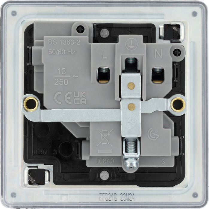 BG FFB21B Flatplate Screwless Single Socket 13A - Black Insert - Matt Black - westbasedirect.com