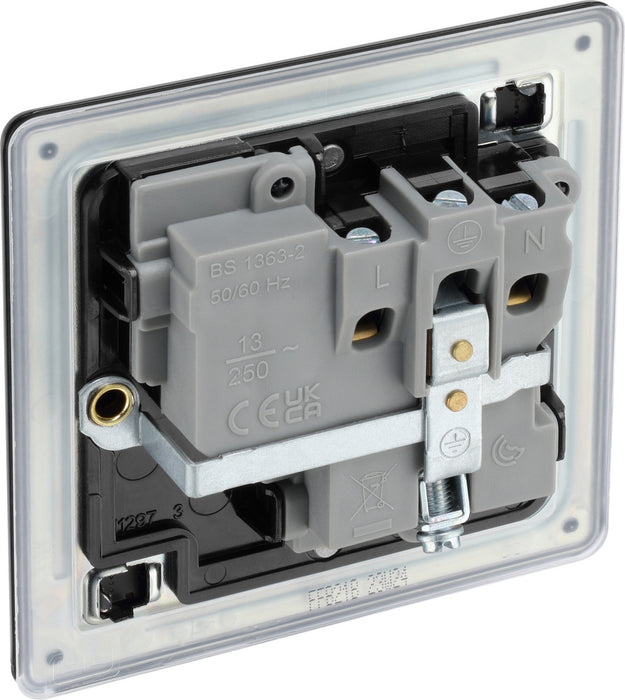 BG FFB21B Flatplate Screwless Single Socket 13A - Black Insert - Matt Black - westbasedirect.com