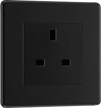 BG FFB23B Flatplate Screwless 1G 13A Unswitched Socket - Black Insert - Matt Black