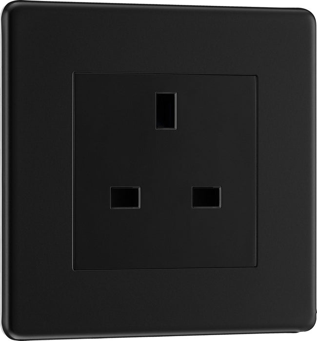 BG FFB23B Flatplate Screwless 1G 13A Unswitched Socket - Black Insert - Matt Black - westbasedirect.com
