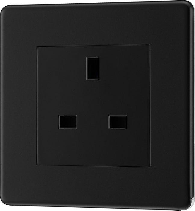 BG FFB23B Flatplate Screwless 1G 13A Unswitched Socket - Black Insert - Matt Black - westbasedirect.com