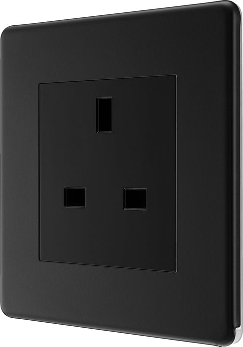 BG FFB23B Flatplate Screwless 1G 13A Unswitched Socket - Black Insert - Matt Black - westbasedirect.com