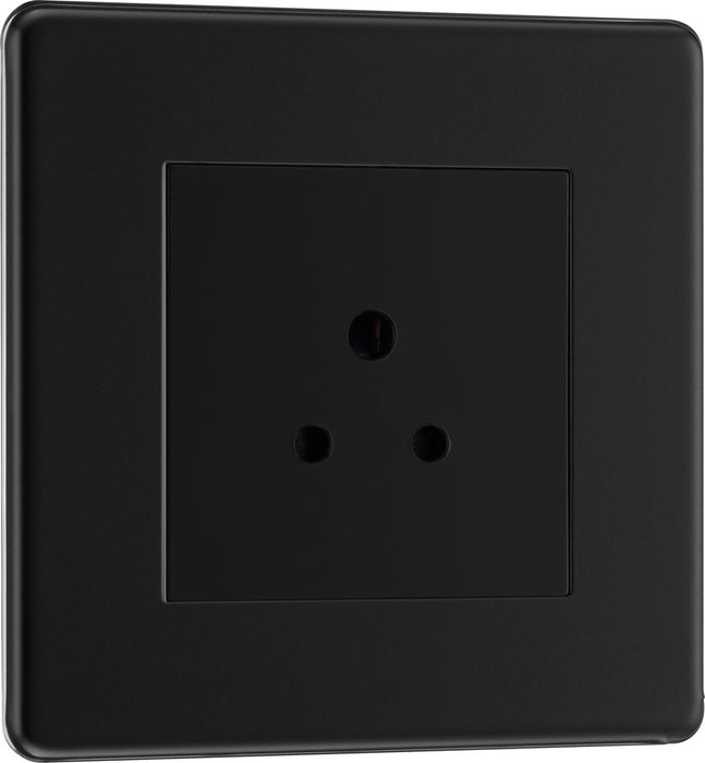 BG FFB28B Flatplate Screwless Unswitched Round Pin Socket 2A - Black Insert - Matt Black - westbasedirect.com