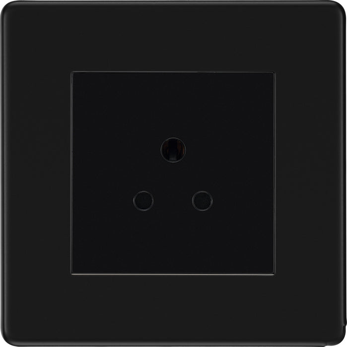 BG FFB28B Flatplate Screwless Unswitched Round Pin Socket 2A - Black Insert - Matt Black - westbasedirect.com