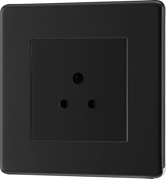 BG FFB28B Flatplate Screwless Unswitched Round Pin Socket 2A - Black Insert - Matt Black - westbasedirect.com