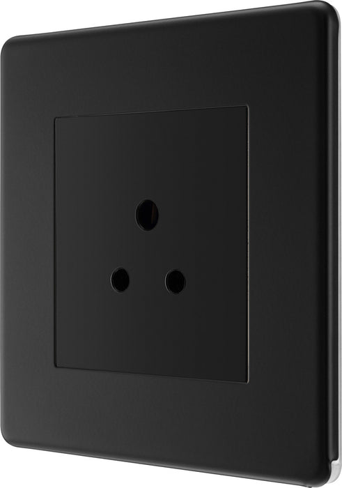 BG FFB28B Flatplate Screwless Unswitched Round Pin Socket 2A - Black Insert - Matt Black - westbasedirect.com
