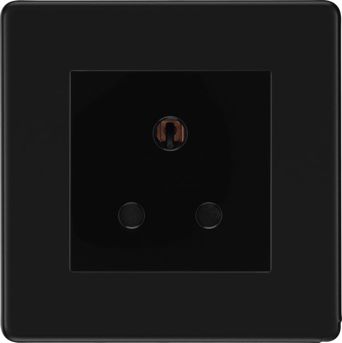 BG FFB29B Flatplate Screwless Single Round Pin Unswitched 5A Socket - Black Insert - Matt Black - westbasedirect.com