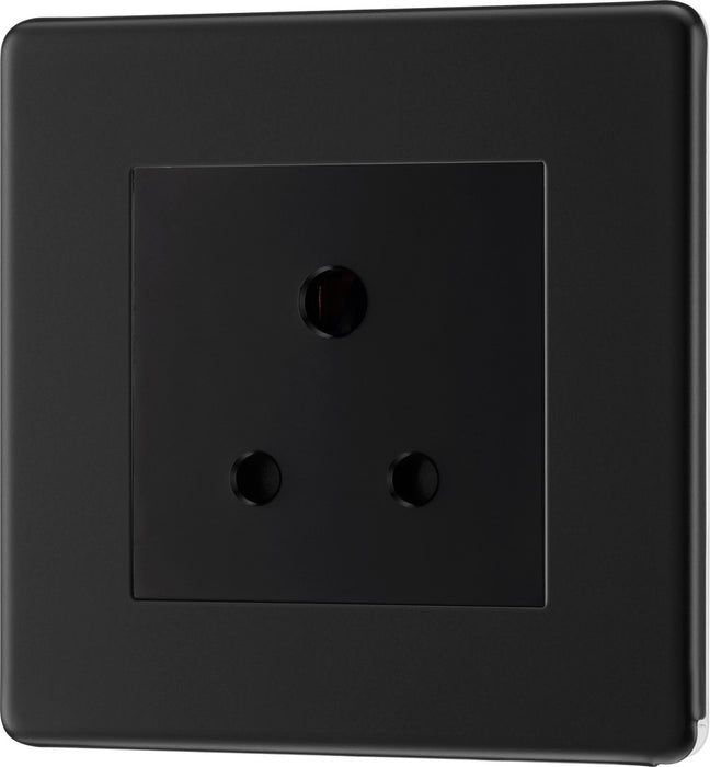 BG FFB29B Flatplate Screwless Single Round Pin Unswitched 5A Socket - Black Insert - Matt Black - westbasedirect.com