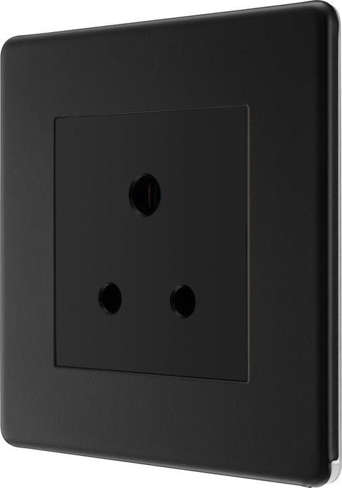 BG FFB29B Flatplate Screwless Single Round Pin Unswitched 5A Socket - Black Insert - Matt Black - westbasedirect.com