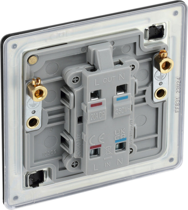 BG FFB31 Flatplate Screwless 20A DP Switch + Neon - Matt Black - westbasedirect.com