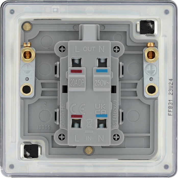 BG FFB31 Flatplate Screwless 20A DP Switch + Neon - Matt Black - westbasedirect.com
