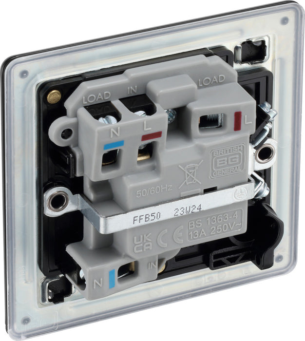 BG FFB50 Flatplate Screwless Switched Spur 13A - Matt Black - westbasedirect.com