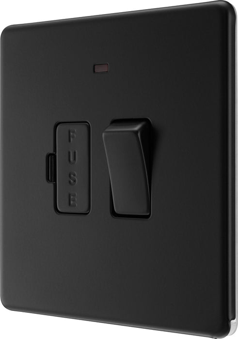 BG FFB52 Flatplate Screwless Switched Spur + Neon 13A - Matt Black - westbasedirect.com