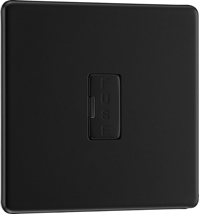 BG FFB54 Flatplate Screwless Unswitched 13A Fused Connection Unit - Matt Black - westbasedirect.com