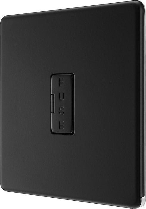 BG FFB54 Flatplate Screwless Unswitched 13A Fused Connection Unit - Matt Black - westbasedirect.com