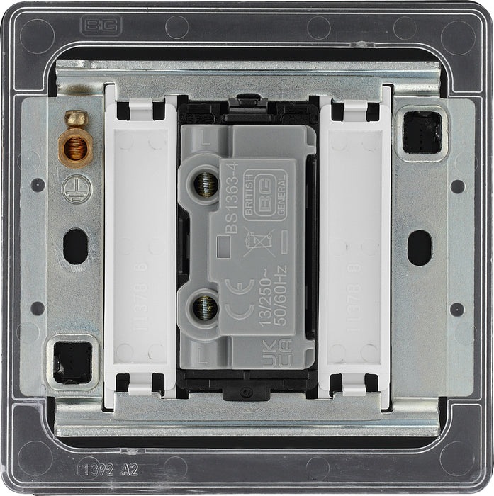 BG FFB54 Flatplate Screwless Unswitched 13A Fused Connection Unit - Matt Black - westbasedirect.com