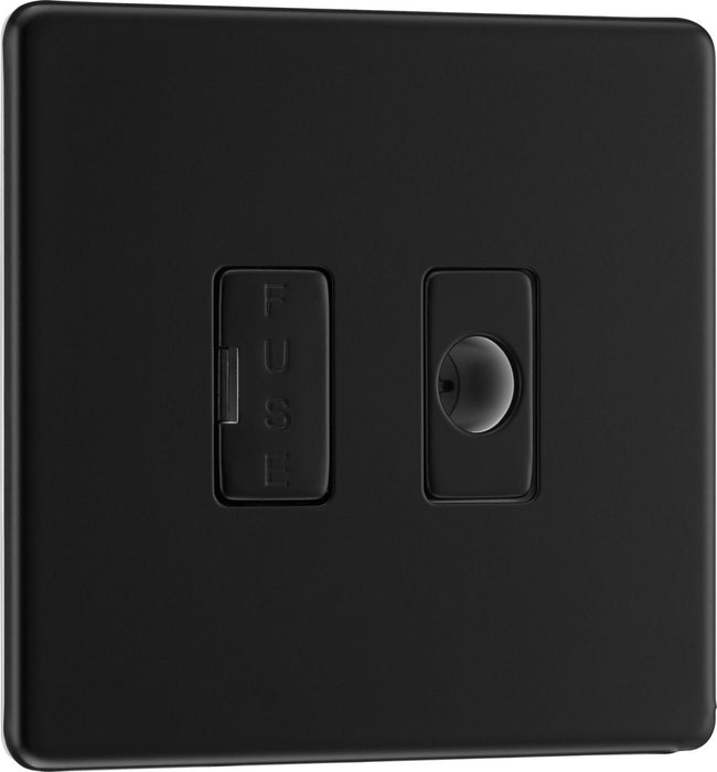 BG FFB55 Flatplate Screwless Unswitched 13A Fused Connection Unit + Cable Outlet - Matt Black - westbasedirect.com