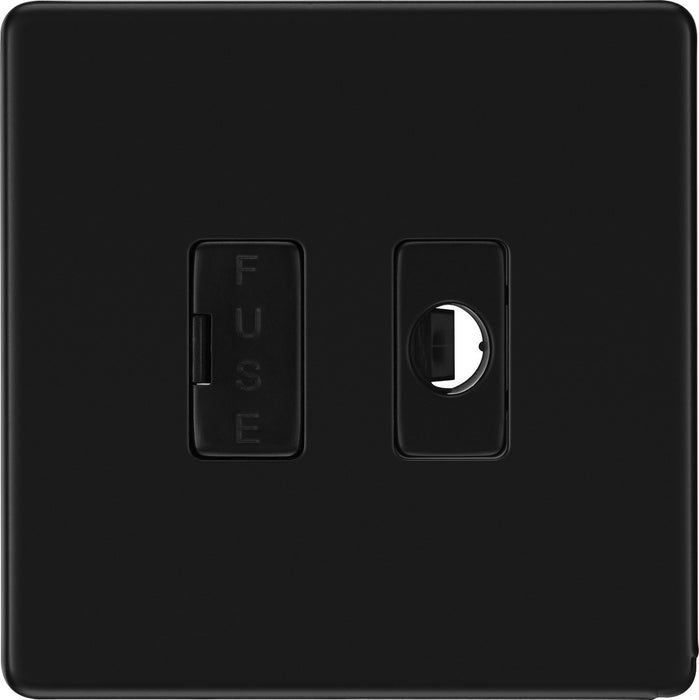 BG FFB55 Flatplate Screwless Unswitched 13A Fused Connection Unit + Cable Outlet - Matt Black - westbasedirect.com