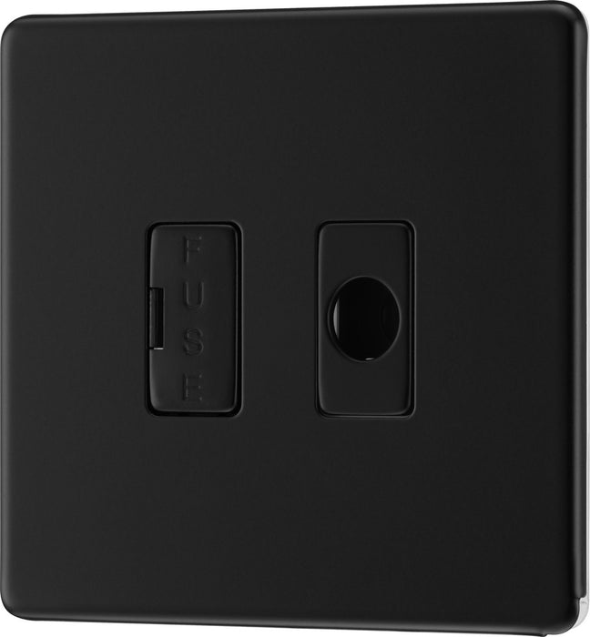 BG FFB55 Flatplate Screwless Unswitched 13A Fused Connection Unit + Cable Outlet - Matt Black - westbasedirect.com