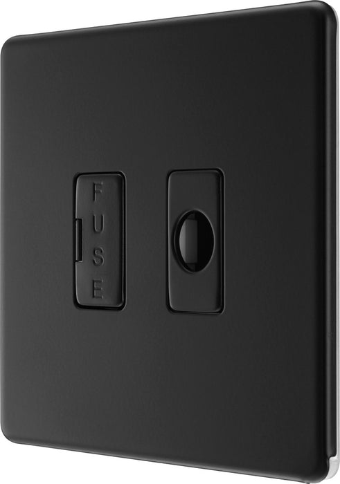 BG FFB55 Flatplate Screwless Unswitched 13A Fused Connection Unit + Cable Outlet - Matt Black - westbasedirect.com