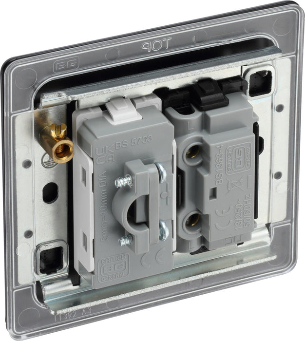 BG FFB55 Flatplate Screwless Unswitched 13A Fused Connection Unit + Cable Outlet - Matt Black - westbasedirect.com