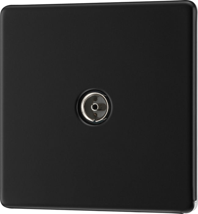 BG FFB60 Flatplate Screwless TV Aerial Socket - Matt Black - westbasedirect.com