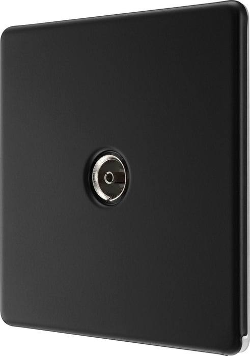 BG FFB60 Flatplate Screwless TV Aerial Socket - Matt Black - westbasedirect.com