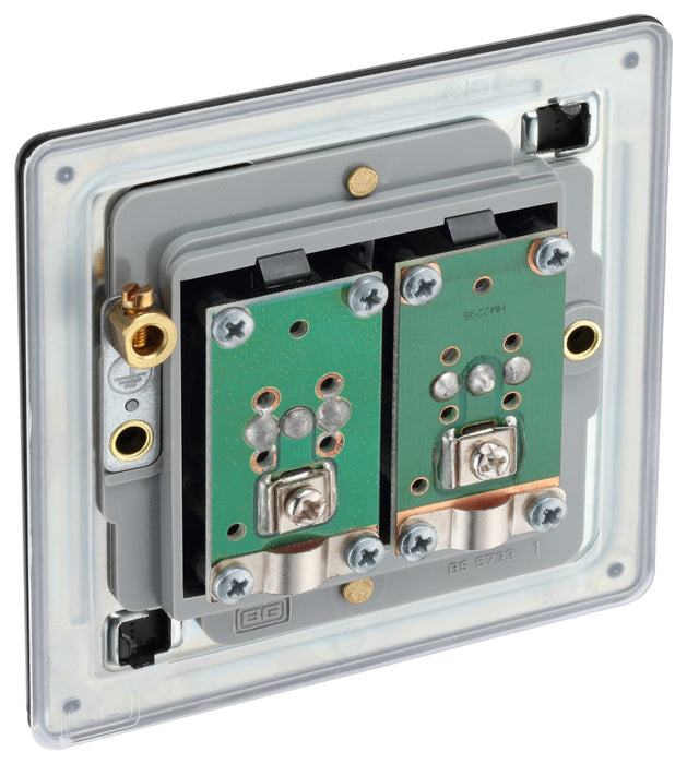 BG FFB61 Flatplate Screwless Double TV Aerial Socket - Black Insert - Matt Black - westbasedirect.com