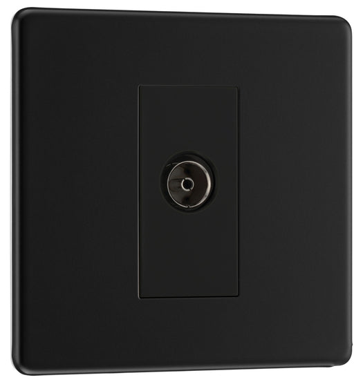 BG FFB62 Flatplate Screwless Isolated TV Aerial Socket - Black Insert - Matt Black - westbasedirect.com