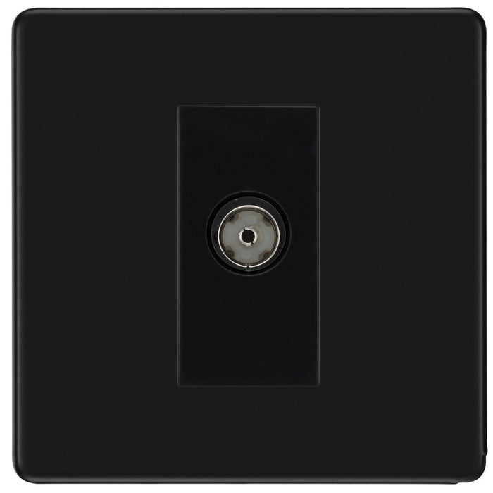 BG FFB62 Flatplate Screwless Isolated TV Aerial Socket - Black Insert - Matt Black - westbasedirect.com