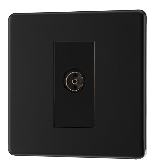 BG FFB62 Flatplate Screwless Isolated TV Aerial Socket - Black Insert - Matt Black - westbasedirect.com