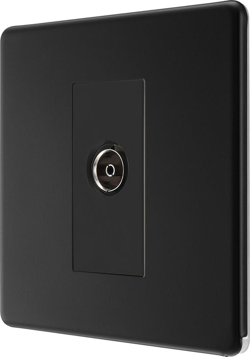 BG FFB62 Flatplate Screwless Isolated TV Aerial Socket - Black Insert - Matt Black - westbasedirect.com