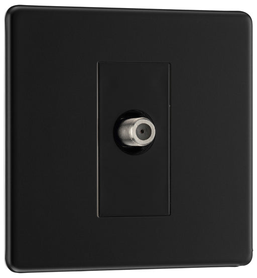 BG FFB64 Flatplate Screwless 1 Gang Satellite Socket - Matt Black - westbasedirect.com