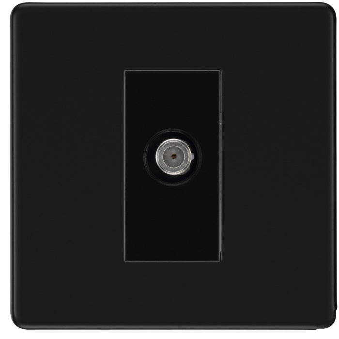 BG FFB64 Flatplate Screwless 1 Gang Satellite Socket - Matt Black - westbasedirect.com
