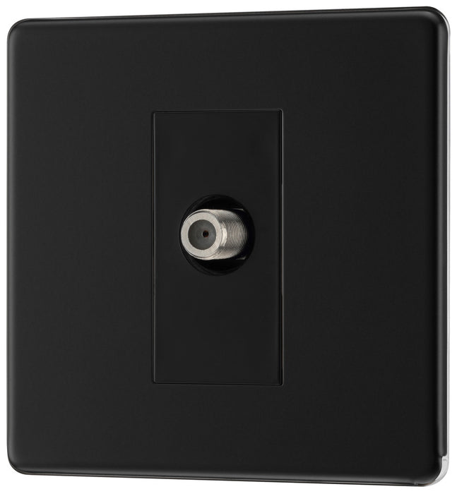 BG FFB64 Flatplate Screwless 1 Gang Satellite Socket - Matt Black - westbasedirect.com