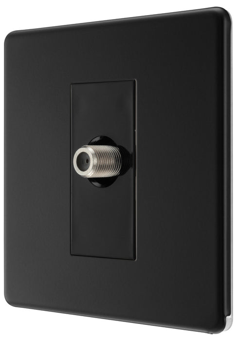 BG FFB64 Flatplate Screwless 1 Gang Satellite Socket - Matt Black - westbasedirect.com
