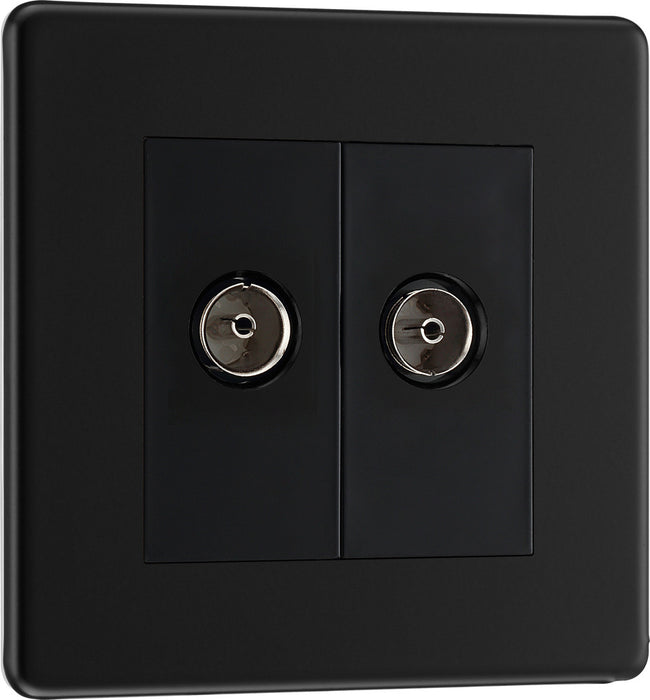 BG FFB66 Flatplate Screwless Diplex TV/FM Socket - Matt Black - westbasedirect.com