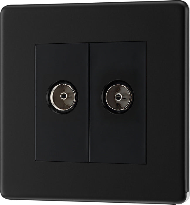 BG FFB66 Flatplate Screwless Diplex TV/FM Socket - Matt Black - westbasedirect.com