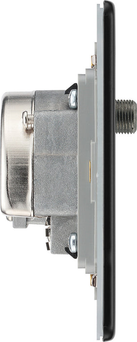 BG FFB68 Flatplate Screwless Triplex TV/FM/Sat Socket + Return & Tel. - Matt Black - westbasedirect.com