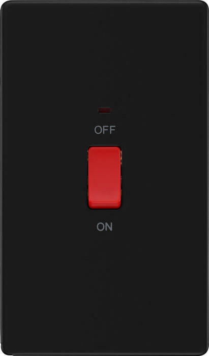 BG FFB72 Flatplate Screwless 45A DP Double Plate + Neon - Matt Black - westbasedirect.com