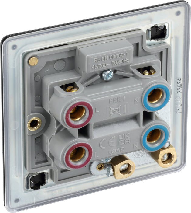 BG FFB74 Flatplate Screwless 45A DP Single Plate + Neon - Matt Black - westbasedirect.com