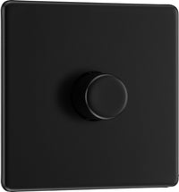 BG FFB81 Flatplate Screwless 2-Way Single Trailing Edge Dimmer Push On/Off - Matt Black